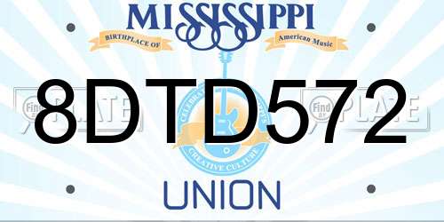 8DTD572 Mississippi License Plate