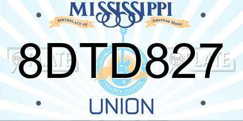 8DTD827 Mississippi License Plate