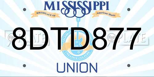 8DTD877 Mississippi License Plate