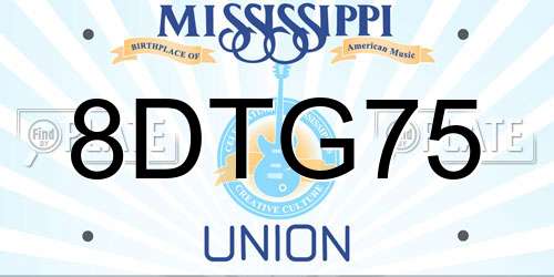 8DTG75 Mississippi License Plate
