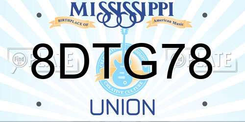 8DTG78 Mississippi License Plate