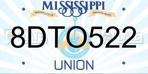 8DTO522 Mississippi License Plate