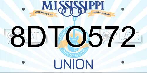 8DTO572 Mississippi License Plate
