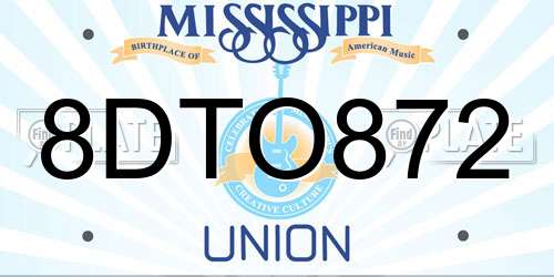 8DTO872 Mississippi License Plate