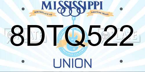 8DTQ522 Mississippi License Plate