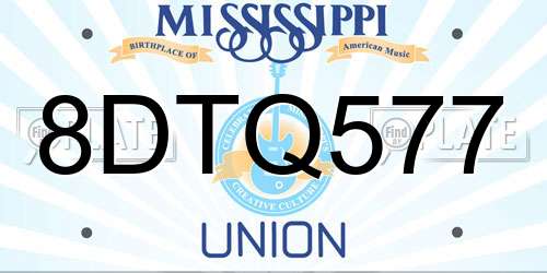 8DTQ577 Mississippi License Plate