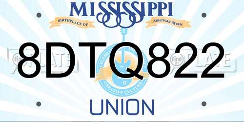 8DTQ822 Mississippi License Plate