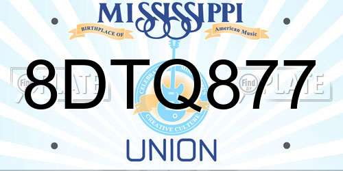 8DTQ877 Mississippi License Plate