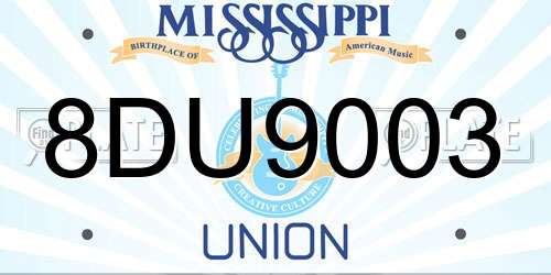 8DU9003 Mississippi License Plate