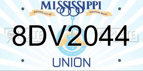 8DV2044 Mississippi License Plate