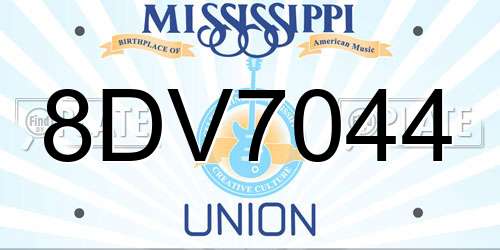 8DV7044 Mississippi License Plate