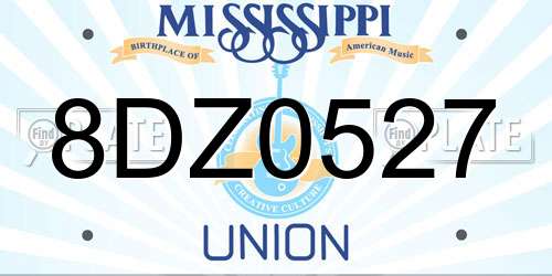 8DZ0527 Mississippi License Plate