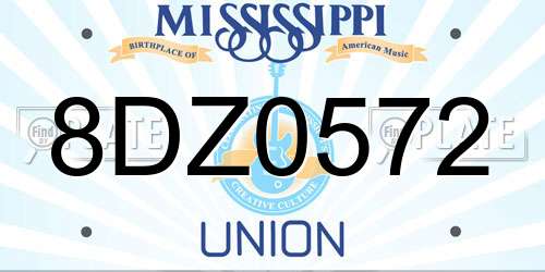 8DZ0572 Mississippi License Plate