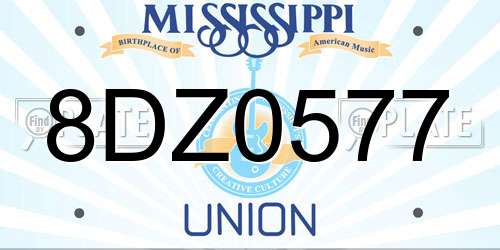 8DZ0577 Mississippi License Plate