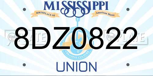 8DZ0822 Mississippi License Plate