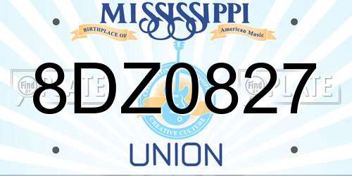 8DZ0827 Mississippi License Plate
