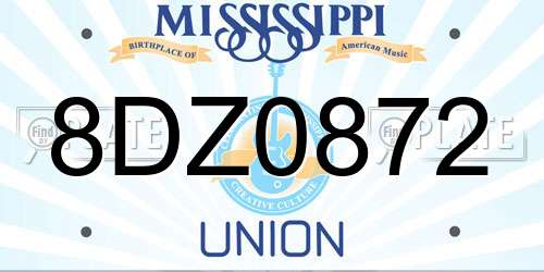 8DZ0872 Mississippi License Plate