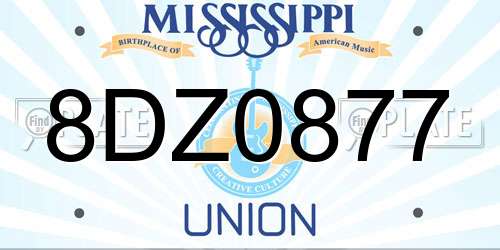 8DZ0877 Mississippi License Plate