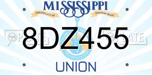 8DZ455 Mississippi License Plate