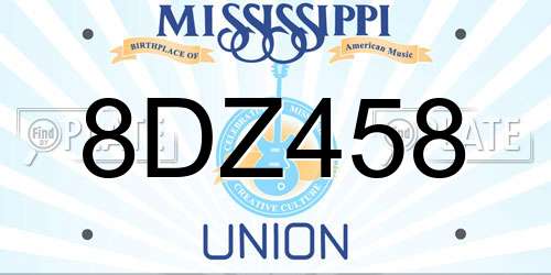 8DZ458 Mississippi License Plate