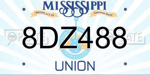 8DZ488 Mississippi License Plate