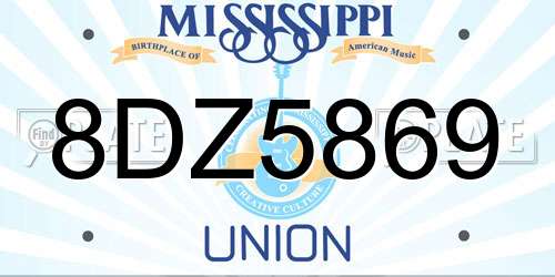 8DZ5869 Mississippi License Plate