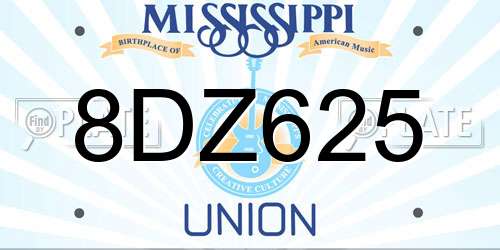 8DZ625 Mississippi License Plate