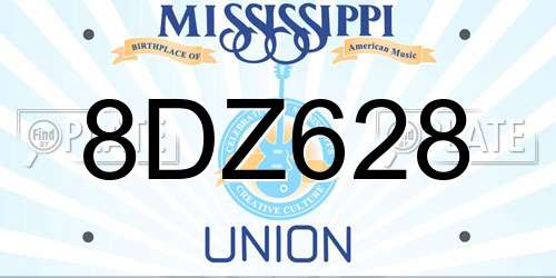 8DZ628 Mississippi License Plate