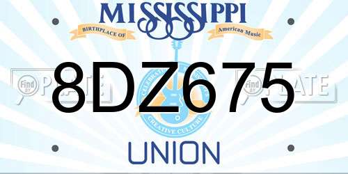 8DZ675 Mississippi License Plate