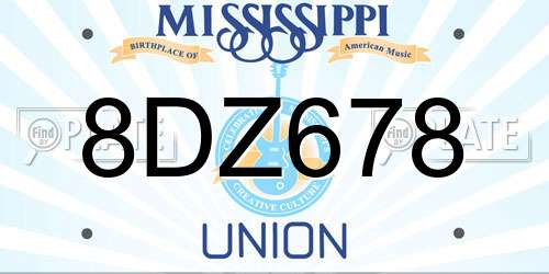 8DZ678 Mississippi License Plate