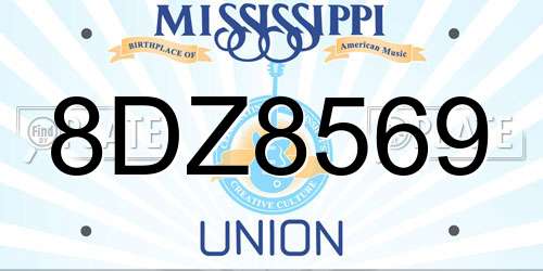 8DZ8569 Mississippi License Plate
