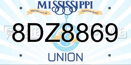 8DZ8869 Mississippi License Plate