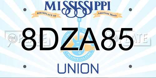 8DZA85 Mississippi License Plate