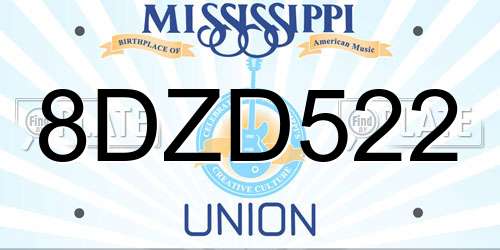 8DZD522 Mississippi License Plate