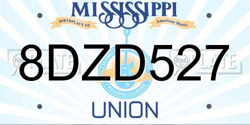 8DZD527 Mississippi License Plate