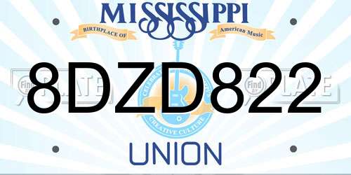 8DZD822 Mississippi License Plate