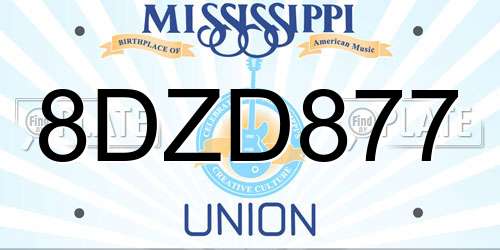8DZD877 Mississippi License Plate