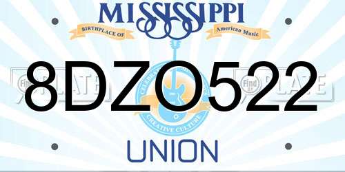 8DZO522 Mississippi License Plate