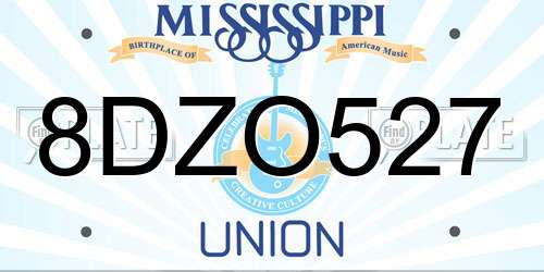 8DZO527 Mississippi License Plate