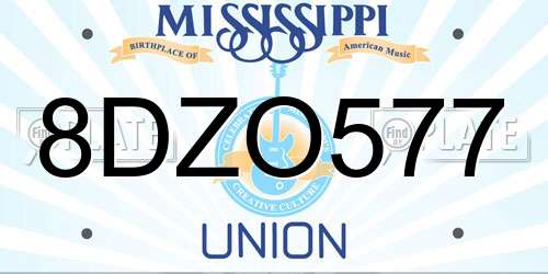 8DZO577 Mississippi License Plate