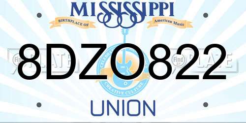 8DZO822 Mississippi License Plate