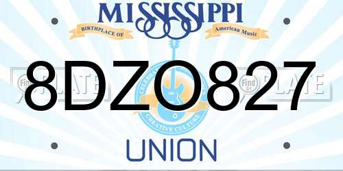 8DZO827 Mississippi License Plate
