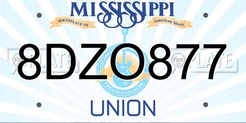 8DZO877 Mississippi License Plate