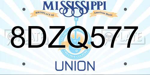 8DZQ577 Mississippi License Plate