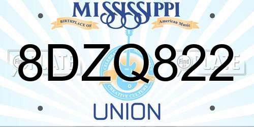 8DZQ822 Mississippi License Plate