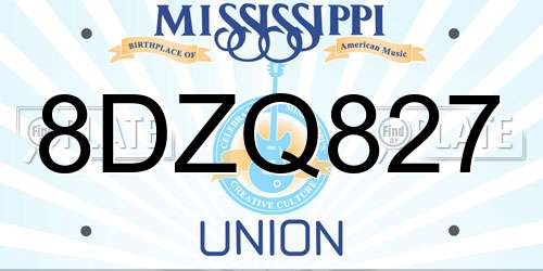 8DZQ827 Mississippi License Plate
