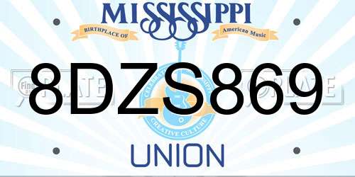 8DZS869 Mississippi License Plate