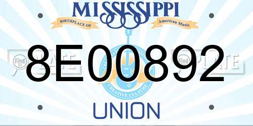 8E00892 Mississippi License Plate