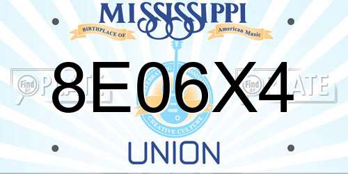 8E06X4 Mississippi License Plate