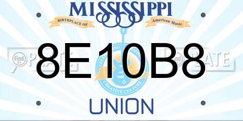 8E10B8 Mississippi License Plate